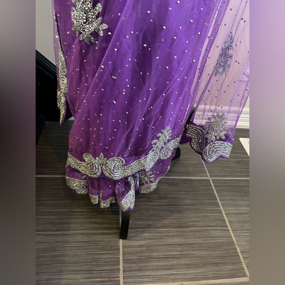 Purple Embellished Saree with Matching Blouse - Picture 4 of 11